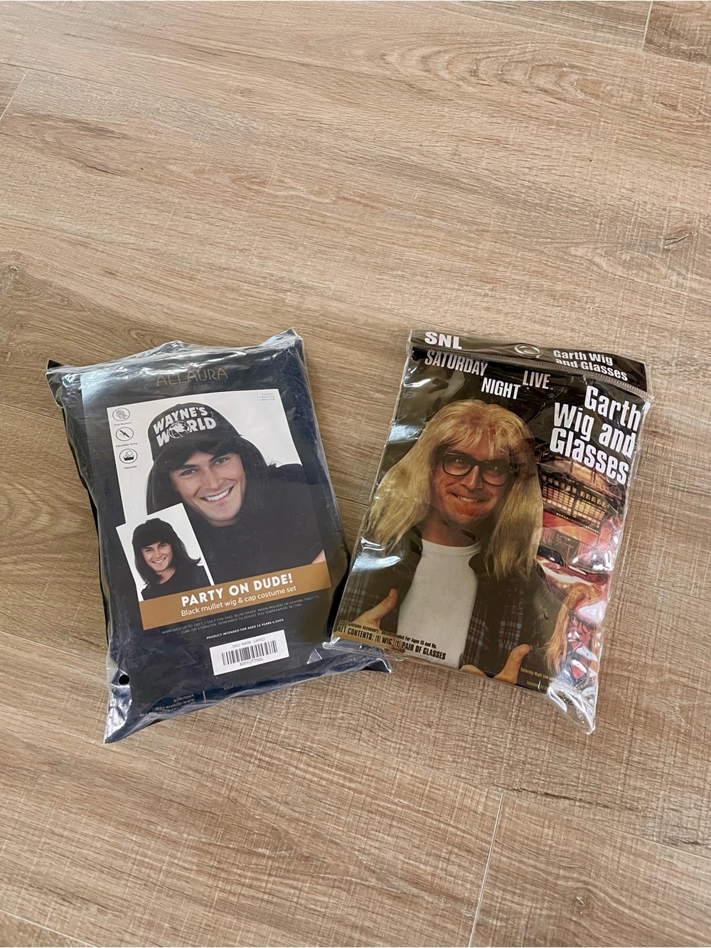 Wayne's World Party On Dude Wig + Garth Wig and Glasses Set